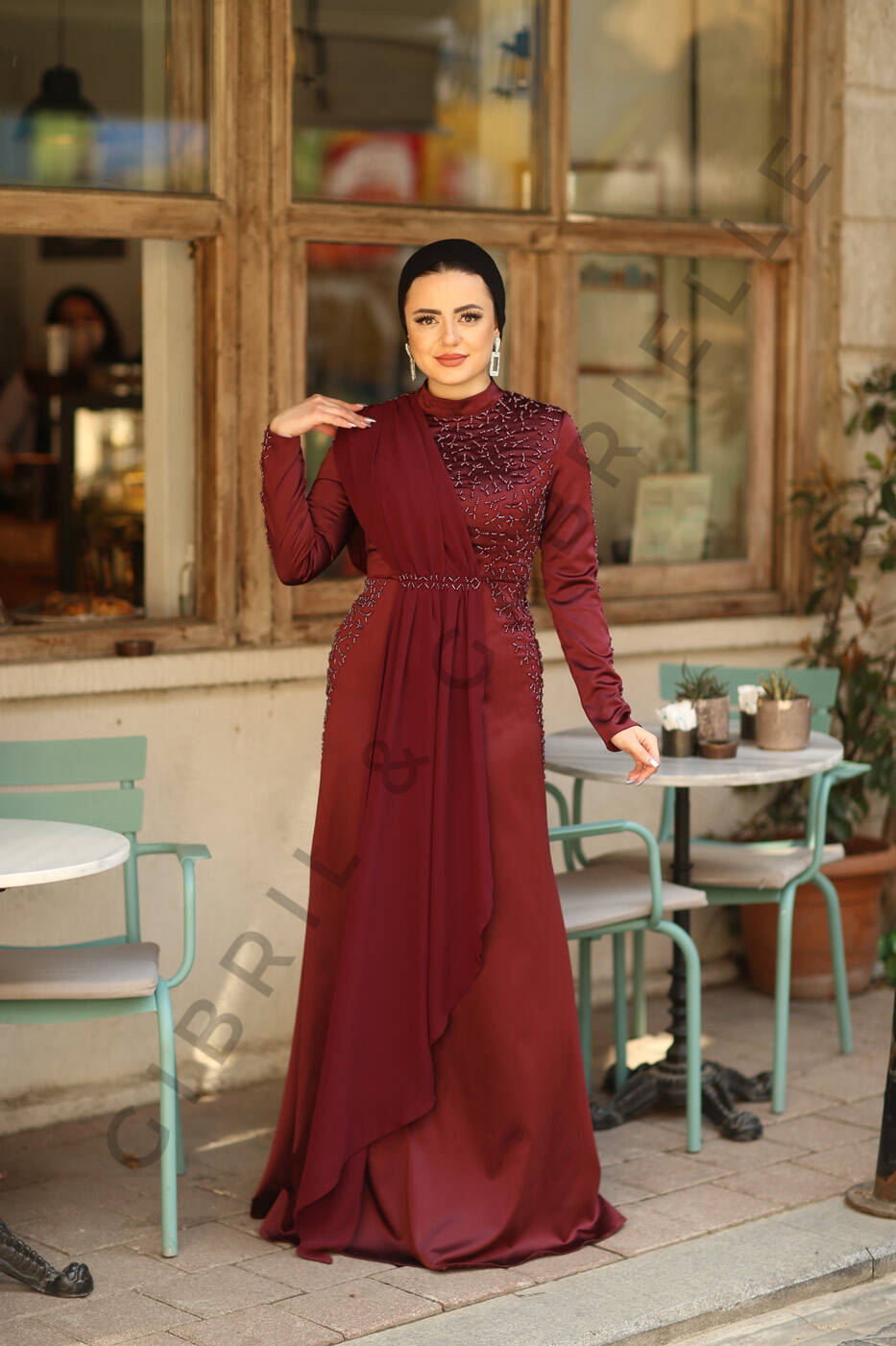 Açelya Bordo Elbise